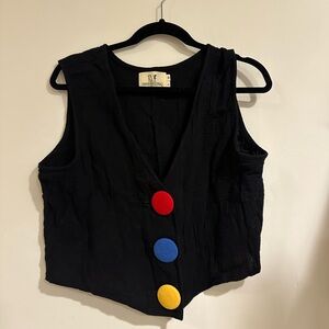 Fashion Brand Company Black Tank Top with Colorful Accents
